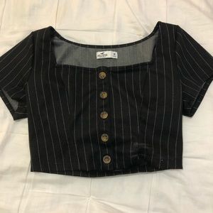 Black striped crop top